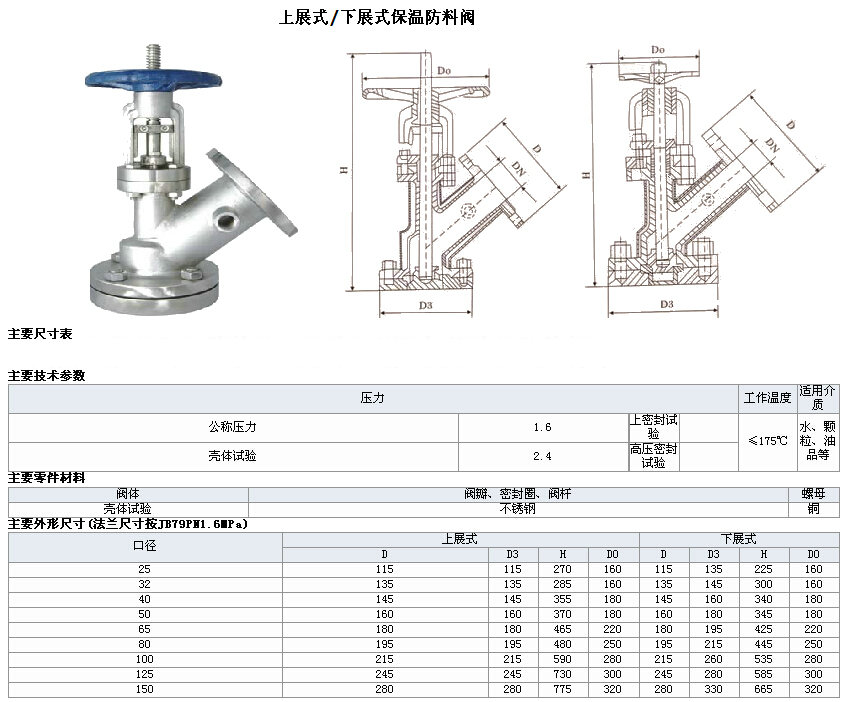 保溫夾套放料閥尺寸結(jié)構(gòu)圖 保溫夾套放料閥尺寸結(jié)構(gòu)圖